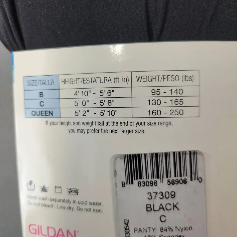 Sheer‎ Breeze Tights Womens Size C Black Control Panty by Gildan New
